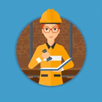 Miner checking documents 스톡 일러스트