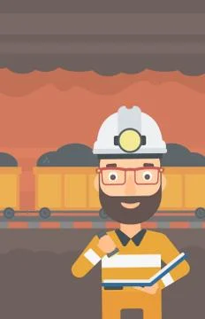 Miner checking documents. Stockillustratie