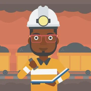 Miner checking documents vector illustration イラスト素材