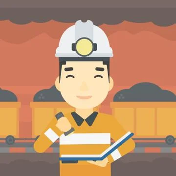 Miner checking documents vector illustration イラスト素材
