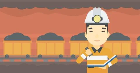 Miner checking documents vector illustration Stock Illustration