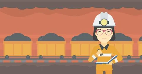 Miner checking documents vector illustration Illustrazione stock