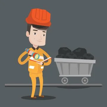 Miner checking documents vector illustration イラスト素材