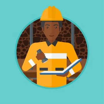 Miner checking documents vector illustration イラスト素材