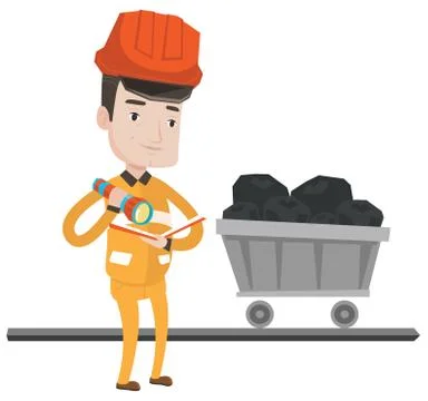 Miner checking documents vector illustration Stock Illustration