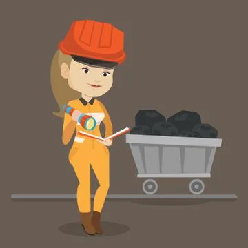 Miner checking documents vector illustration Illustrazione stock
