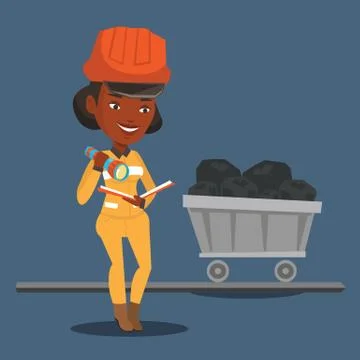 Miner checking documents vector illustration Stockillustratie
