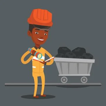 Miner checking documents vector illustration Stock Illustration