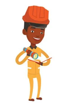 Miner checking documents vector illustration Stock Illustration