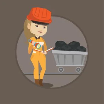 Miner checking documents vector illustration Stock Illustration