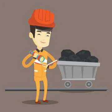 Miner checking documents vector illustration Stock Illustration