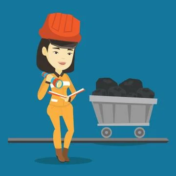 Miner checking documents vector illustration Stock Illustration