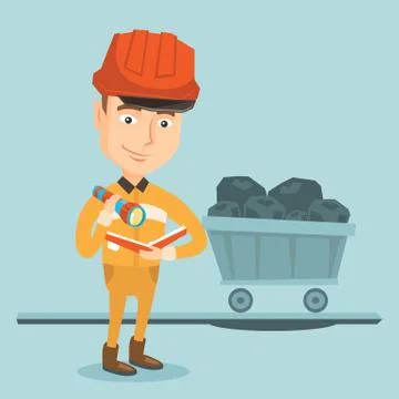 Miner checking documents vector illustration Stockillustratie