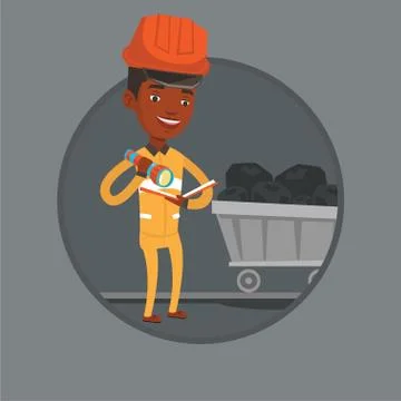 Miner checking documents vector illustration Stock Illustration