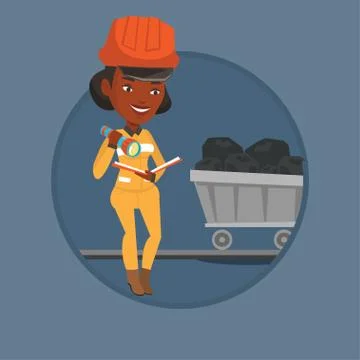 Miner checking documents vector illustration Stock Illustration