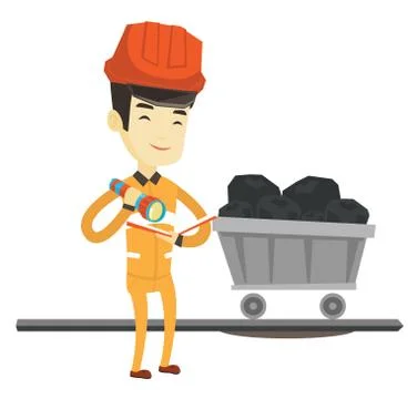 Miner checking documents vector illustration Stock Illustration