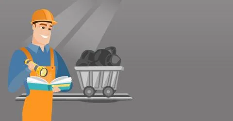 Miner checking documents vector illustration イラスト素材
