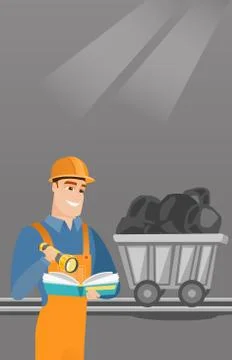 Miner checking documents vector illustration Stock Illustration