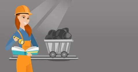 Miner checking documents vector illustration Stock Illustration