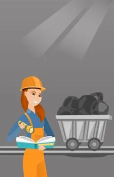 Miner checking documents vector illustration Stock Illustration