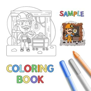 Miner Coloring Page Stock Illustration