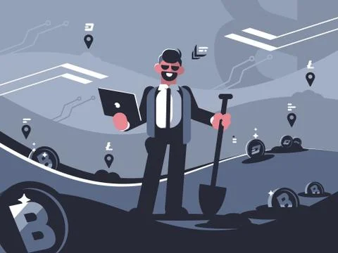 Miner of crypto currency Ilustração Stock