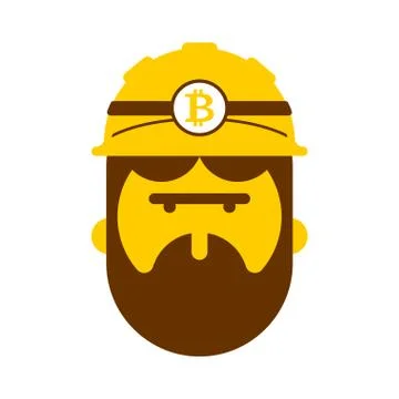 Miner face. Mining Bitcoin Crypto Currencies. Worker vector illustration Illustrazione stock
