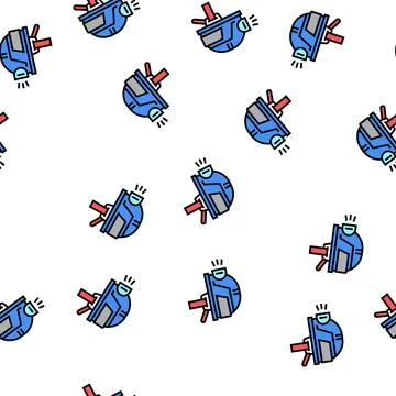 Miner helmet vector seamless pattern Stock Illustration