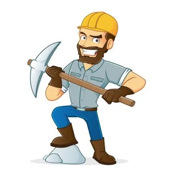 Miner holding pickax Stock Illustration