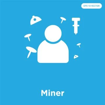 Miner icon isolated on blue background Free Stock Illustration