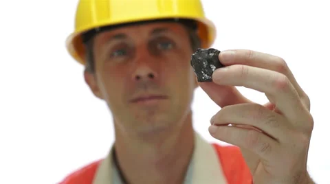 Miner Inspects Carbon Graphite Ore Stock Footage 45015924