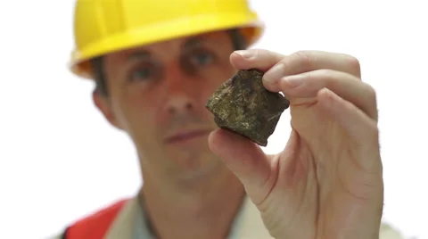 Miner Inspects Copper Sulfide Ore Stock Footage 45020751
