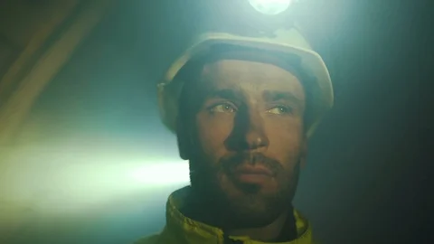 Miner in mine face view Stock Footage 121176157