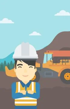 Miner with mining equipment on background 스톡 일러스트