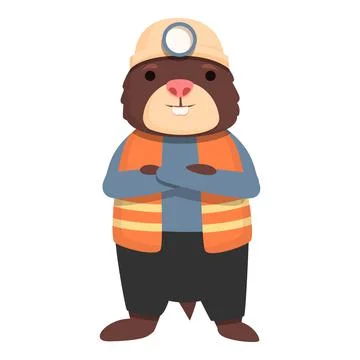 Miner mole icon cartoon vector. Forest animal Stock Illustration