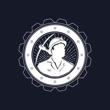 Miner with Pickaxe 스톡 일러스트