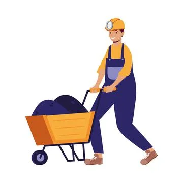 Miner with pushcart Stock Illustration
