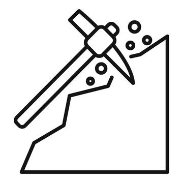 Miner tool pickaxe striking mountain mining illustration Stock Illustration