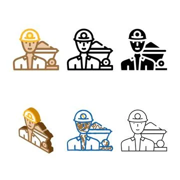 Miner worker color variants icon vector Illustration