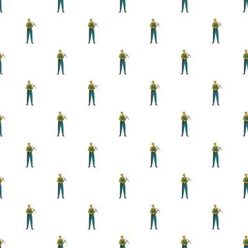 Miner worker holding pickaxe uniform seamless pattern Illustrazione stock