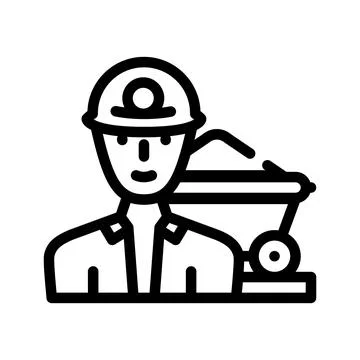 Miner worker line icon vector illustration flat 스톡 일러스트