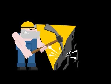 Miner worker mining isolated. collier with pickaxe. Pitman is at work in mine Stock Illustration