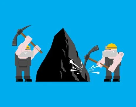 Miner worker mining isolated. collier with pickaxe. Pitman is at work in mine Stock Illustration