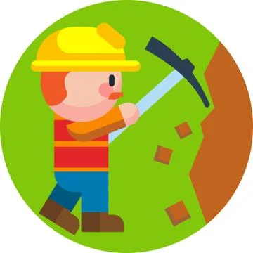 Miner worker mining rock isolated vector illustration Stock Illustration