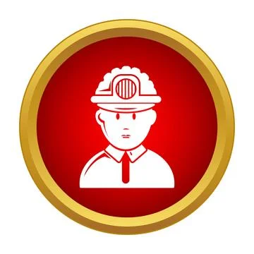 Miner worker profession icon in red circle Stock Illustration
