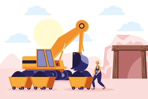 Miner working character Stock Illustration