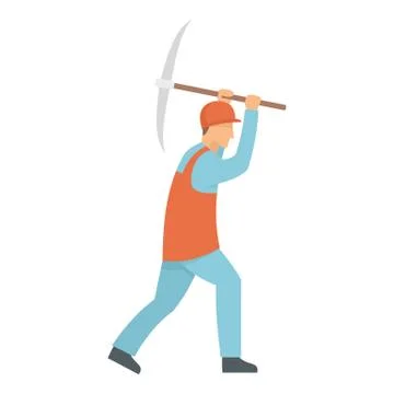 Miner working icon, flat style 스톡 일러스트