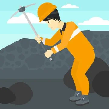 Miner working with pick Stock Illustration