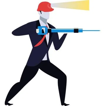 Miner working with pickaxe jackhammer vector icon Stock Illustration