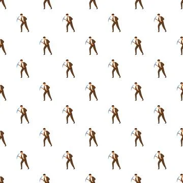 Miner working with pickaxe uniform pattern design Illustrazione stock